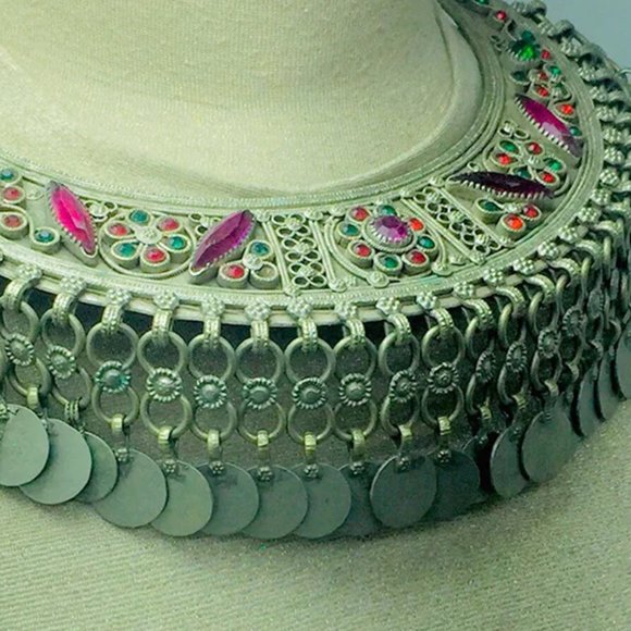 Gypsy Kuchi Handmade Torque Necklace With Tassels - Picture 5 of 8